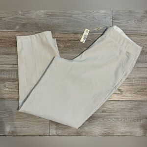 Max Studio Pants Woman L White & Tan Seersucker Tapered Elastic Waist PullOn NEW